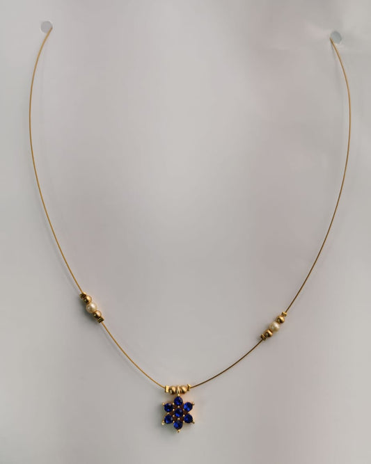 AD Flower Pendant In Invisible Wire Navy Blue variant